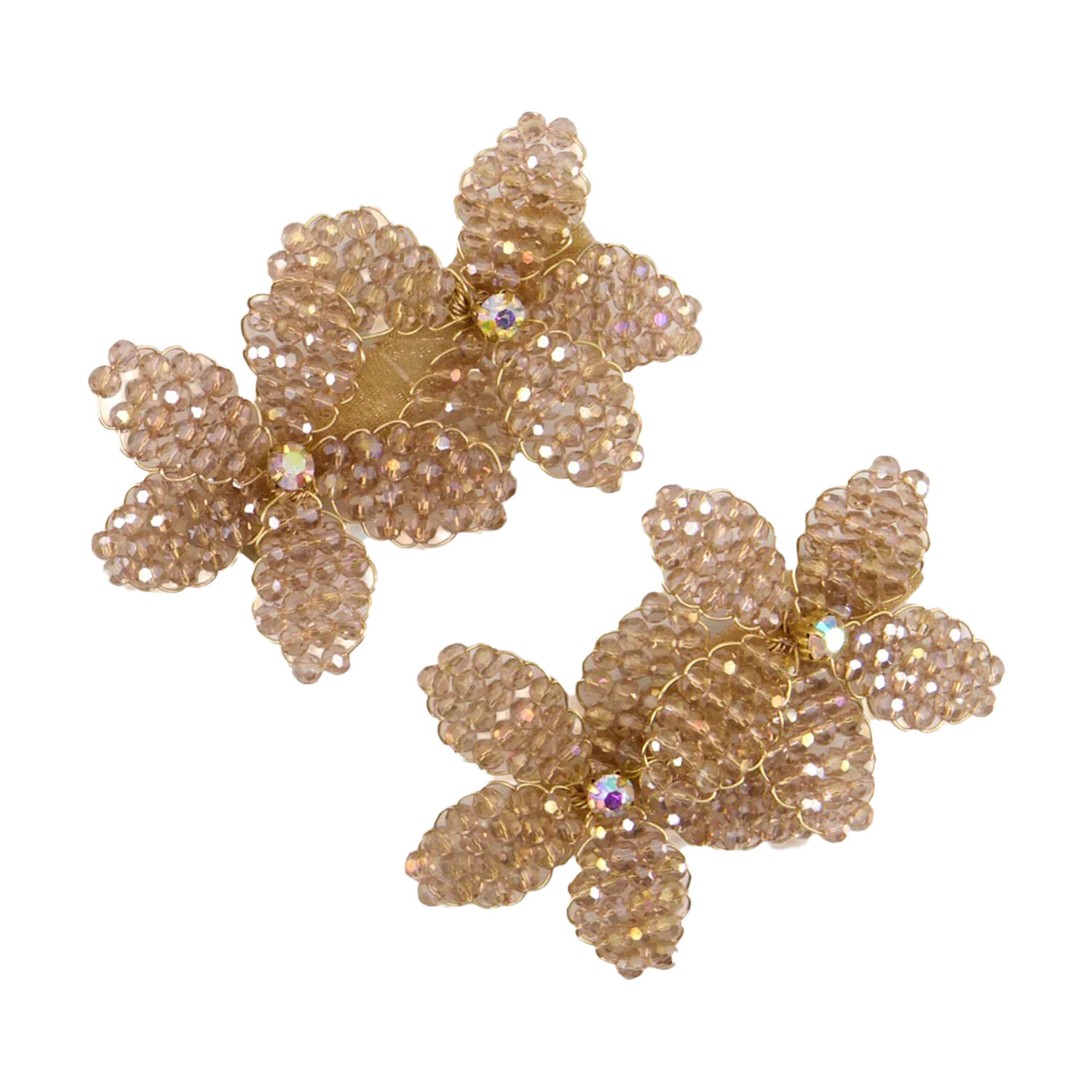 Sienna likes to party Girls Beige Embellished Flowers Hair Clips ( 2